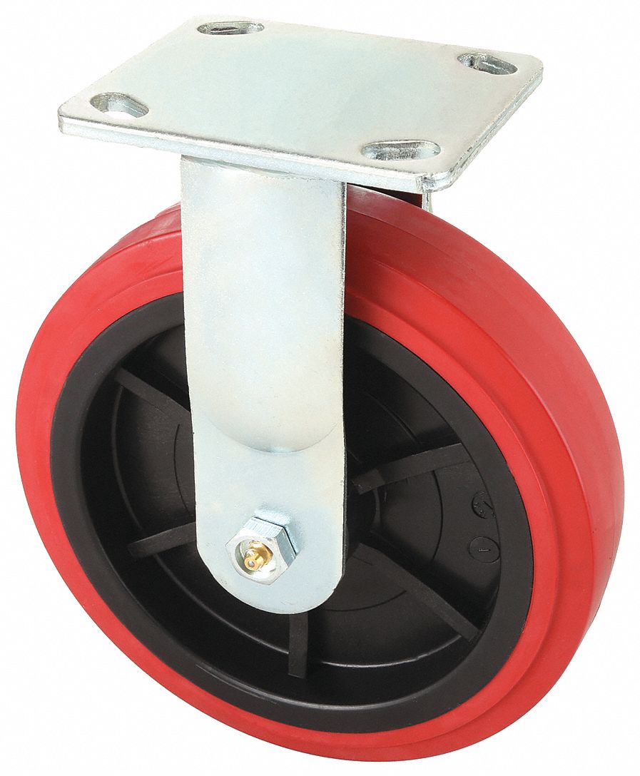 STANDARD PLATE CASTER, 8 IN WHEEL DIAMETER, 900 LB, 9½ IN MOUNTING H, RIGID CASTER