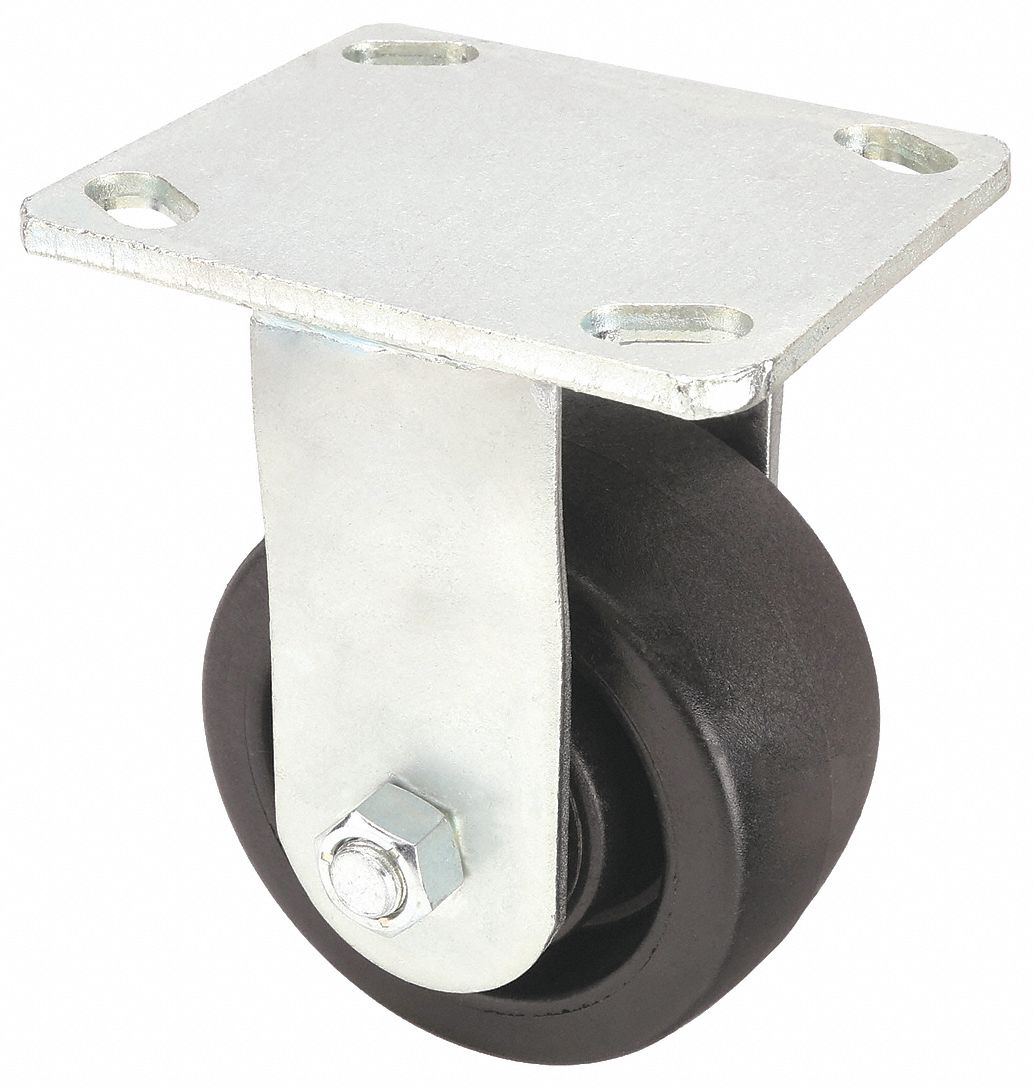 STANDARD PLATE CASTER, 4 IN WHEEL DIAMETER, 800 LB, 5⅝ IN MOUNTING H, RIGID CASTER