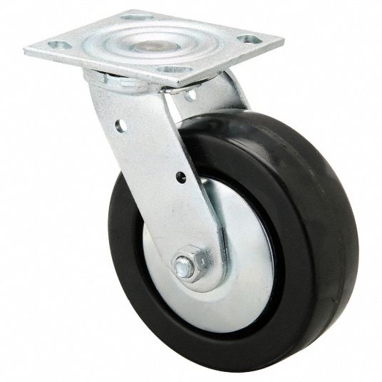 6 in Wheel Dia., 1200 lb, Debris-Resistant Standard Plate Caster ...