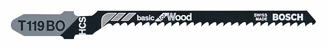 Jigsaw Blade: 12, 83 mm Blade Lg, Bi-Metal, High Carbon Steel, T Shank, Wood, 1 Pieces, 5 PK