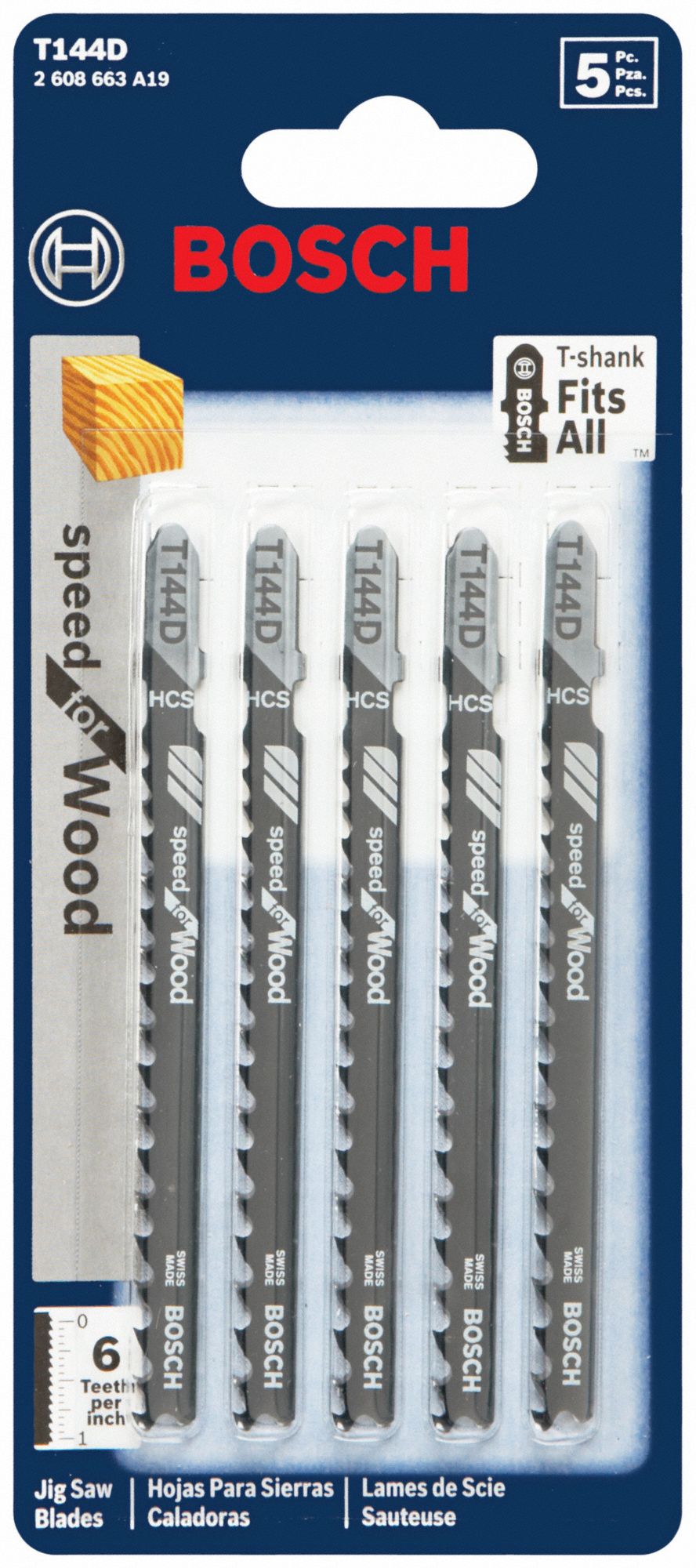 BOSCH Jig Saw Blade 6, 4 in Blade Lg, Metal, Rigid for Straight Cuts