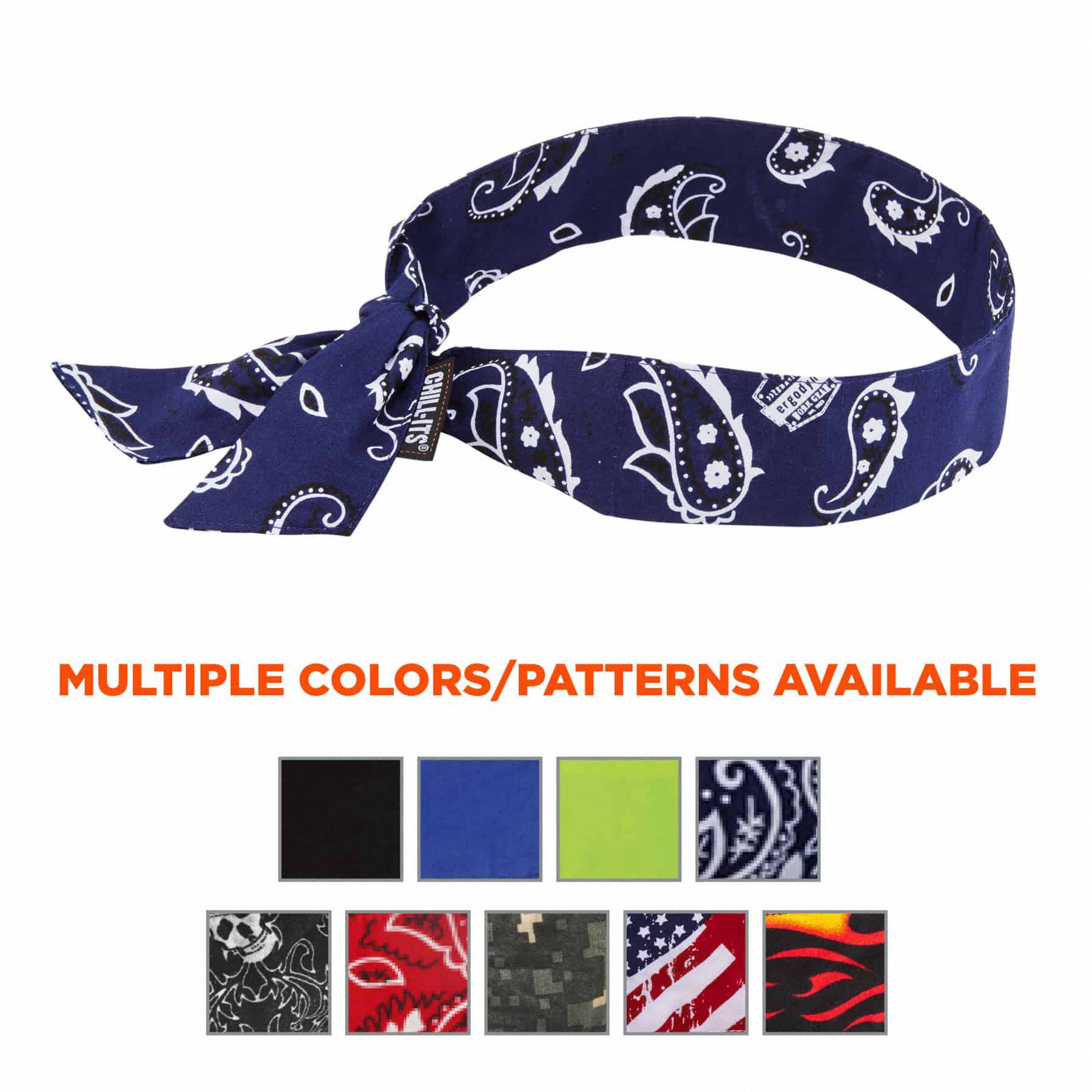 Ergodyne Chill Its 6700 Cooling Bandana 6-Pack Evaporative Polymer Crystals For Cooling Relief Tie For Adjustable Fit 