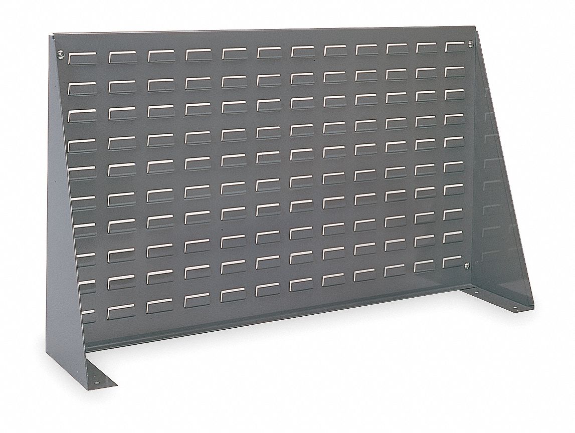 Louvered Bench Rack: 20 in x 36 in x 8 in, 1 Sides, 0 Bins, Gray