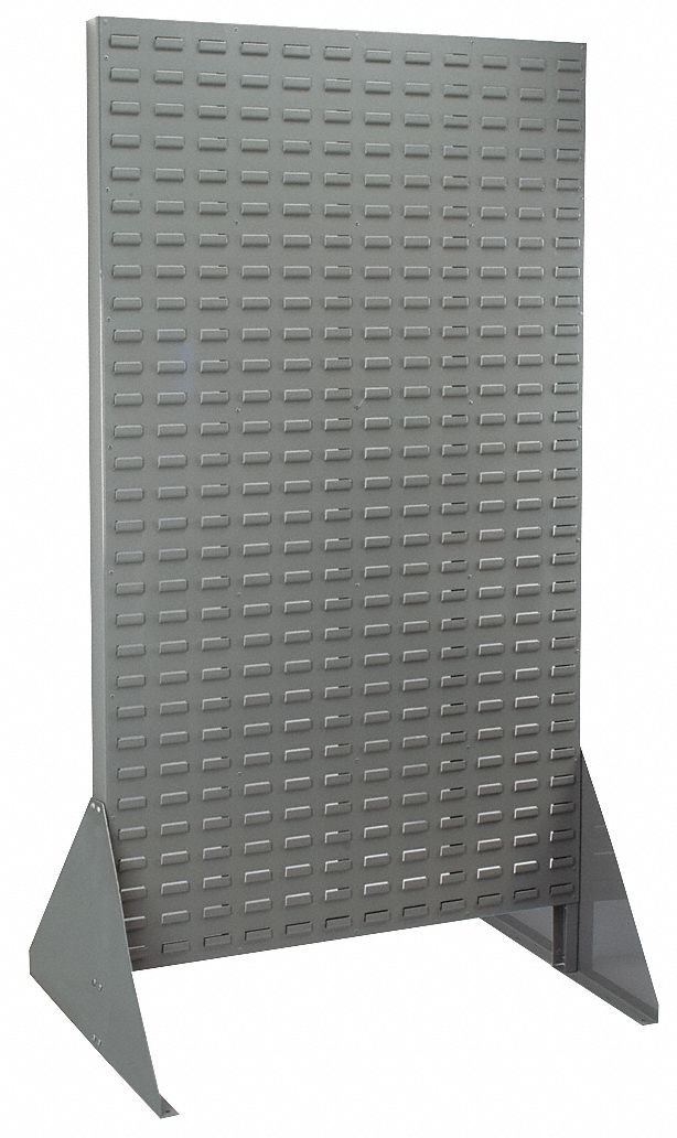 Louvered Floor Rack: 66 in x 36 in x 25 in, 2 Sides, 0 Bins, Gray