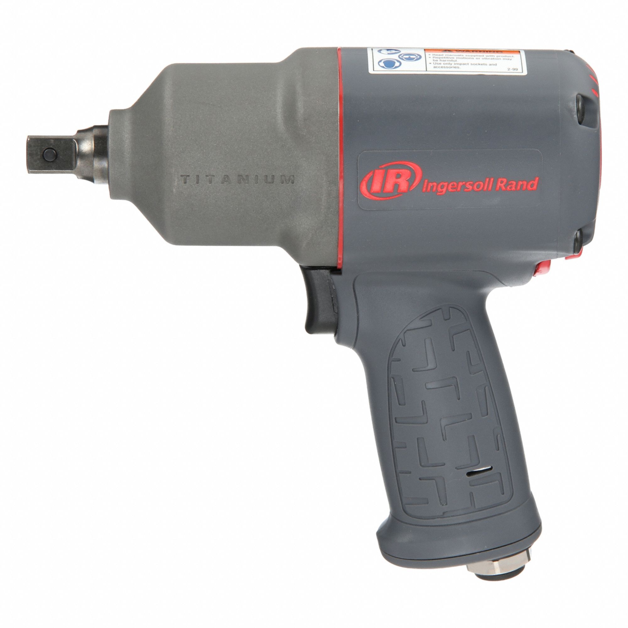Air Impact Wrench: Full-Size, 1/2 in Drive, Pistol-Grip, Square, 1/4 in NPT Air Inlet