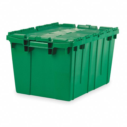 AKROMILS Attached Lid Container, Green, 12 1/2 inH x 21 3/4 inL x 15 1