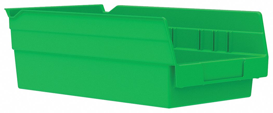 AKRO-MILS 30130GREEN Shelf Bin,Green,Indstr Grd Poly,4 in PK 10