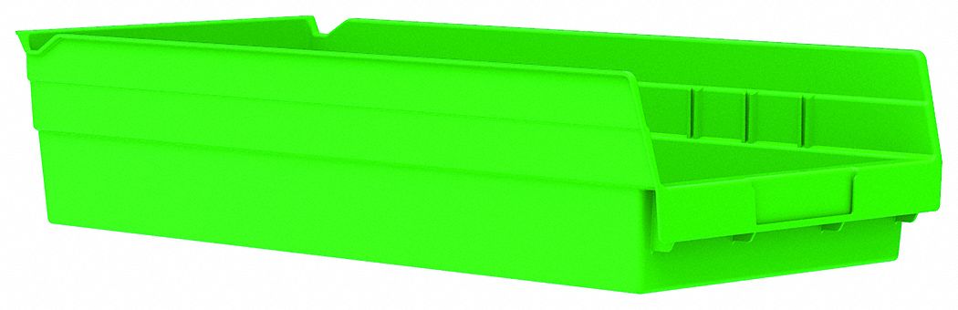 SHELF BIN,GREEN,214 CU. IN.VOL CAPACITY