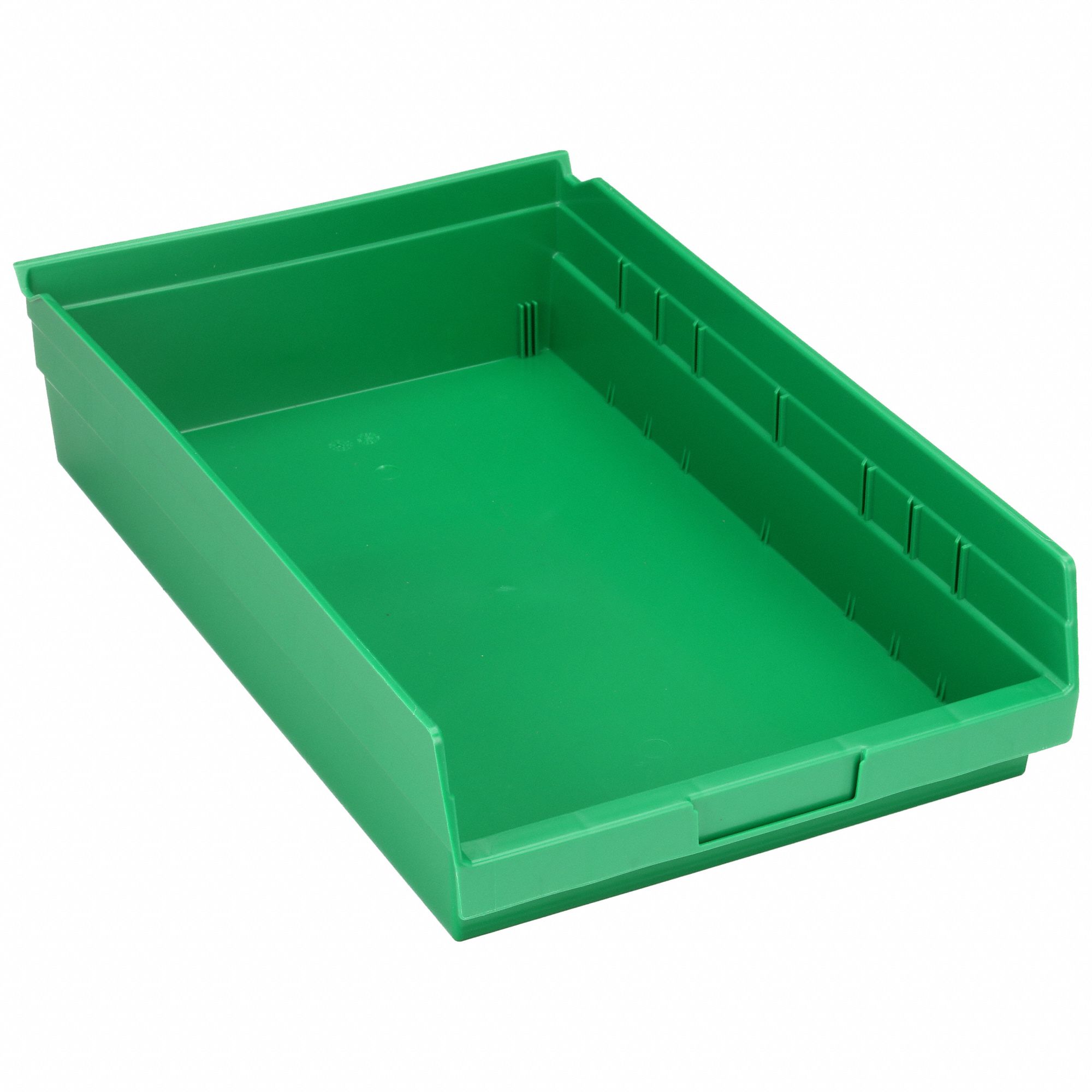 Shelf Bin: 17 7/8 in Overall Lg, 11 1/8 in x 4 in, Green, Nesting Capable, Not Hangable