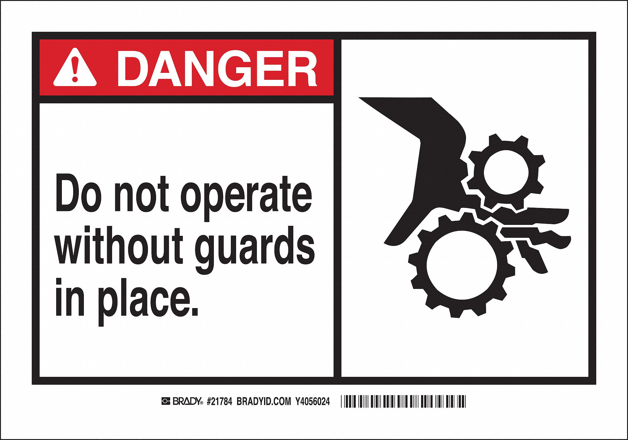 DANGER SIGN, ADHESIVE MOUNT, NOT RETROREFLECTIVE, 0.01 IN THICK, RECTANGLE, ENGLISH, 7 IN H