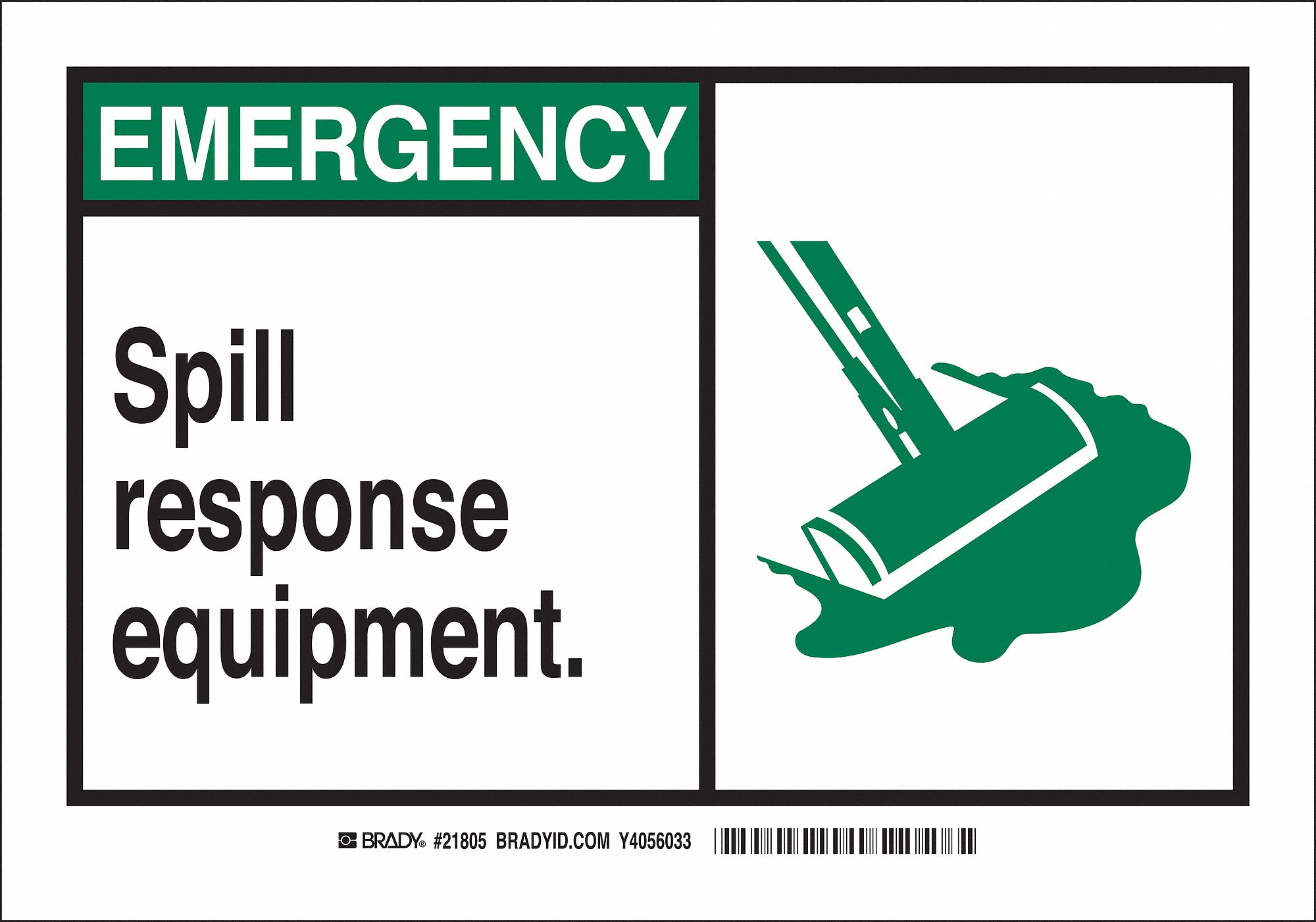 FIBREGLASS, SPILL STATION SIGN, 14 IN WIDTH, 10 IN HEIGHT, GREEN/WHITE, WITH MOUNTING HOLES