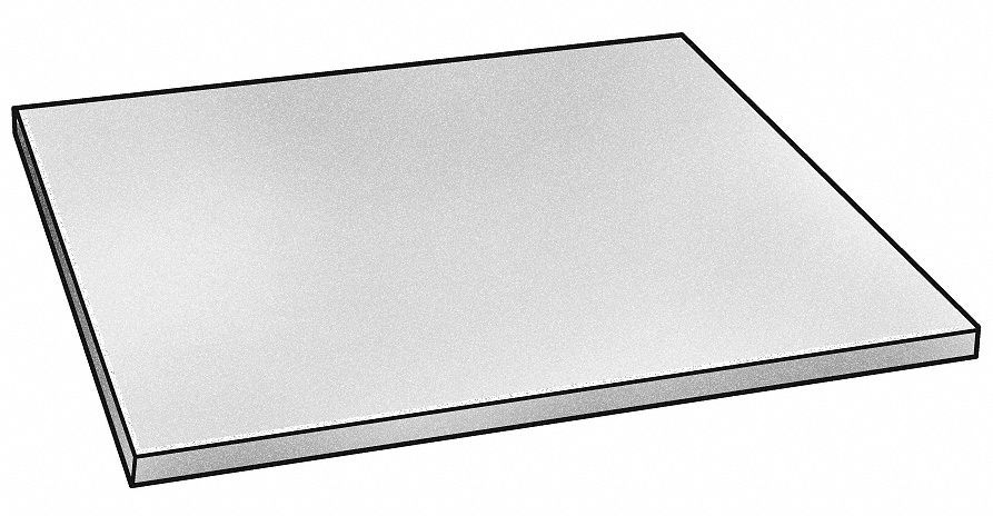 Acrylic Sheet: 0.125 in Thick, 12 in x 12 in, Colorless, Clear, 10, 500 psi Tensile Strength