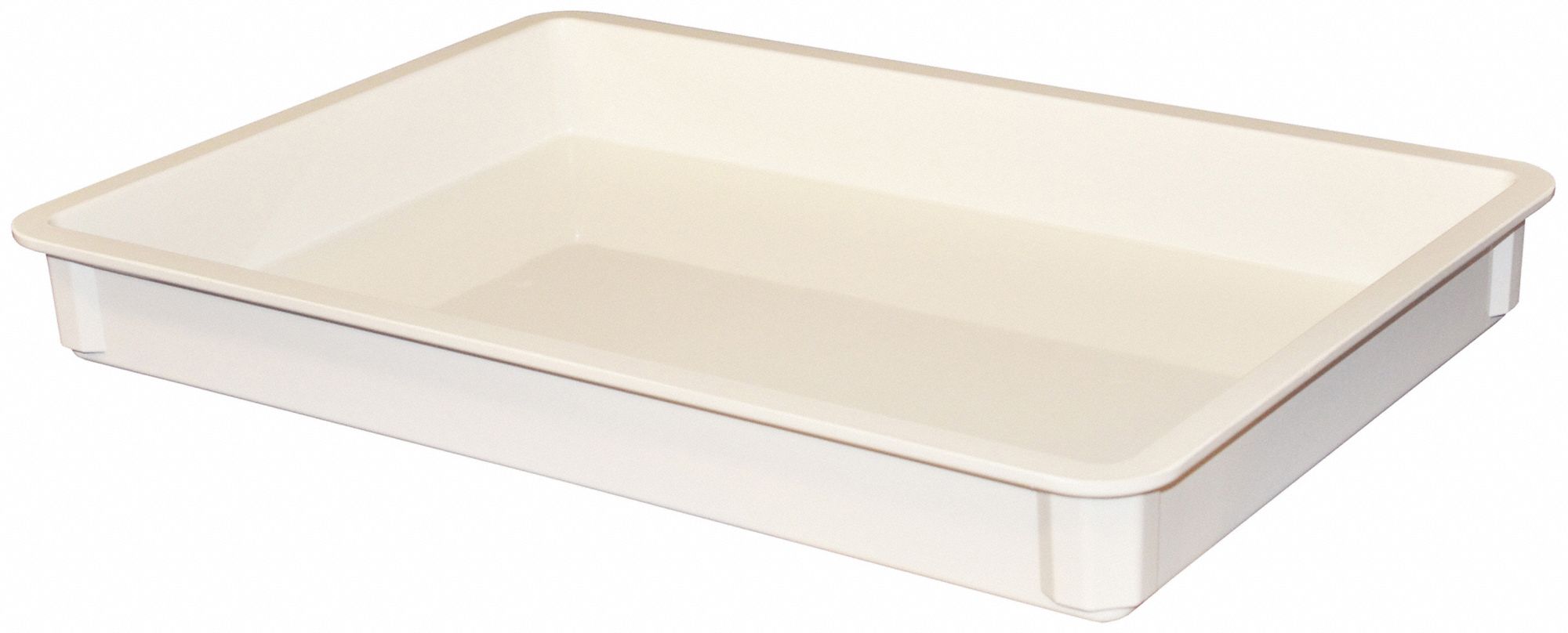 Stacking Tote: 4.7 gal, 25 3/4 in x 17 3/4 in x 3 in, -60°F to 250°F, White, Solid