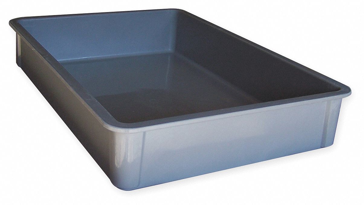 MOLDED FIBERGLASS Stacking Container, Gray, 4 1/2 inH x 25 3/4 inL x 17