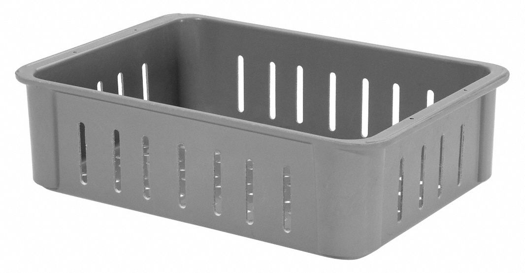 Straight Wall Tote: 2.9 gal, 16 1/2 in x 11 3/8 in x 4 5/8 in, -60°F to 250°F