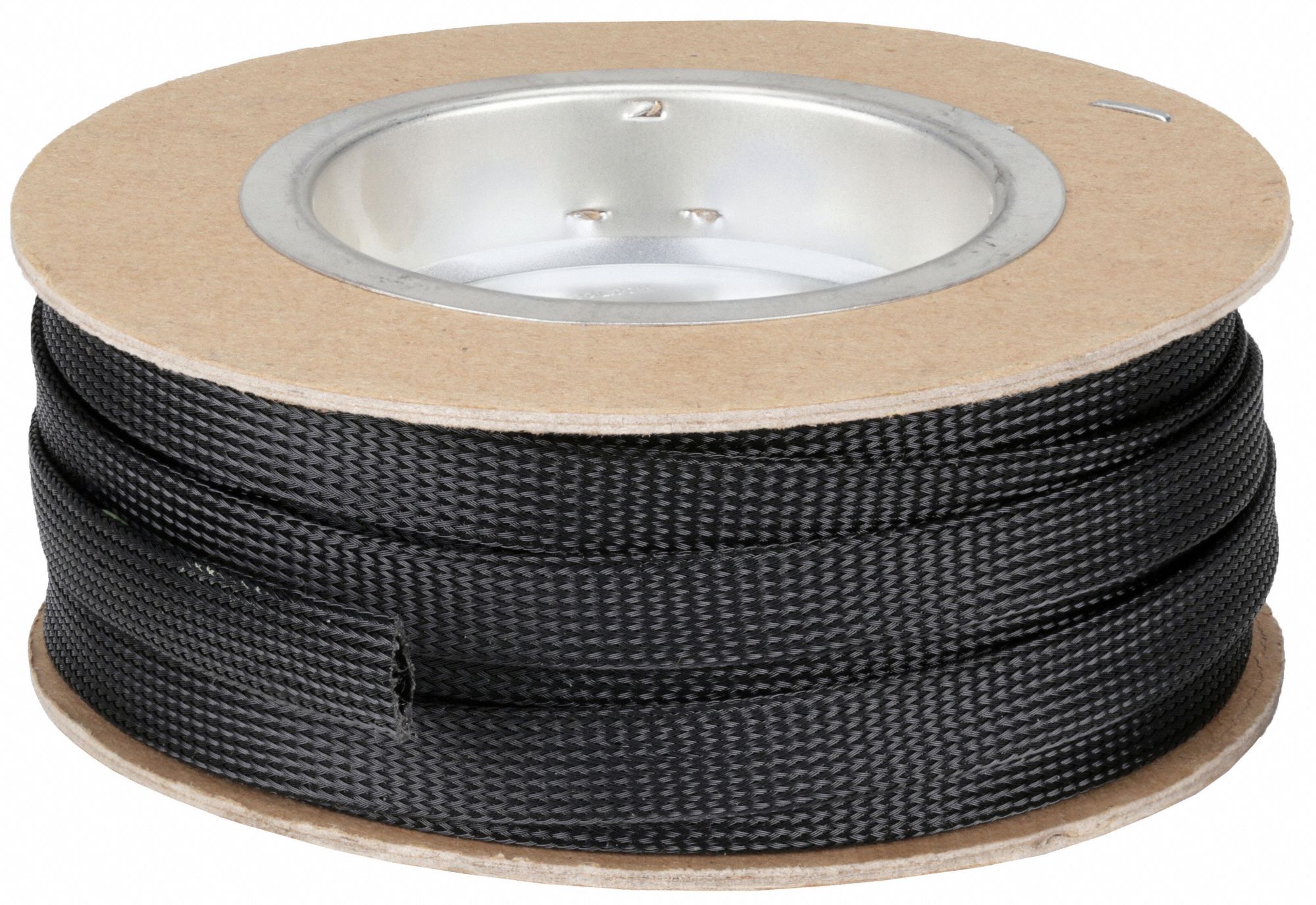 Braided Sleeving: 1/2 in Inside Dia, Expandable, For 0.75 in Max Bundle Dia, 50 ft Lg, PET, Black