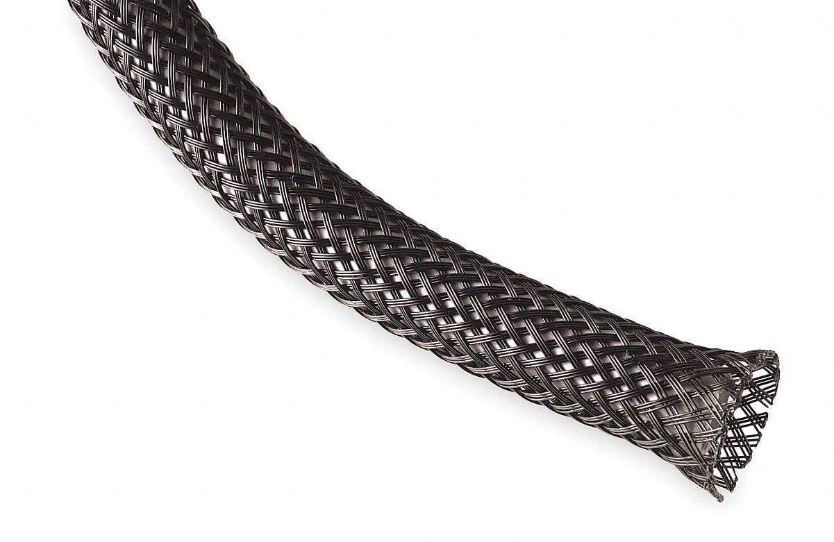 2 1/2” Black Techflex Flexo PET Expandable Braided Sleeving 50ft