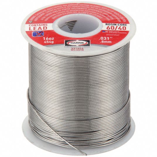 HARRIS Solder Wire: 1/32 in x 16 oz, 60/40, 60%Tin, 40% Lead