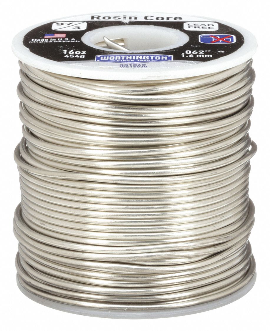 HARRIS Solder Wire: 1/16 in x 1 lb, 97/3, 97% Tin, 3% Copper