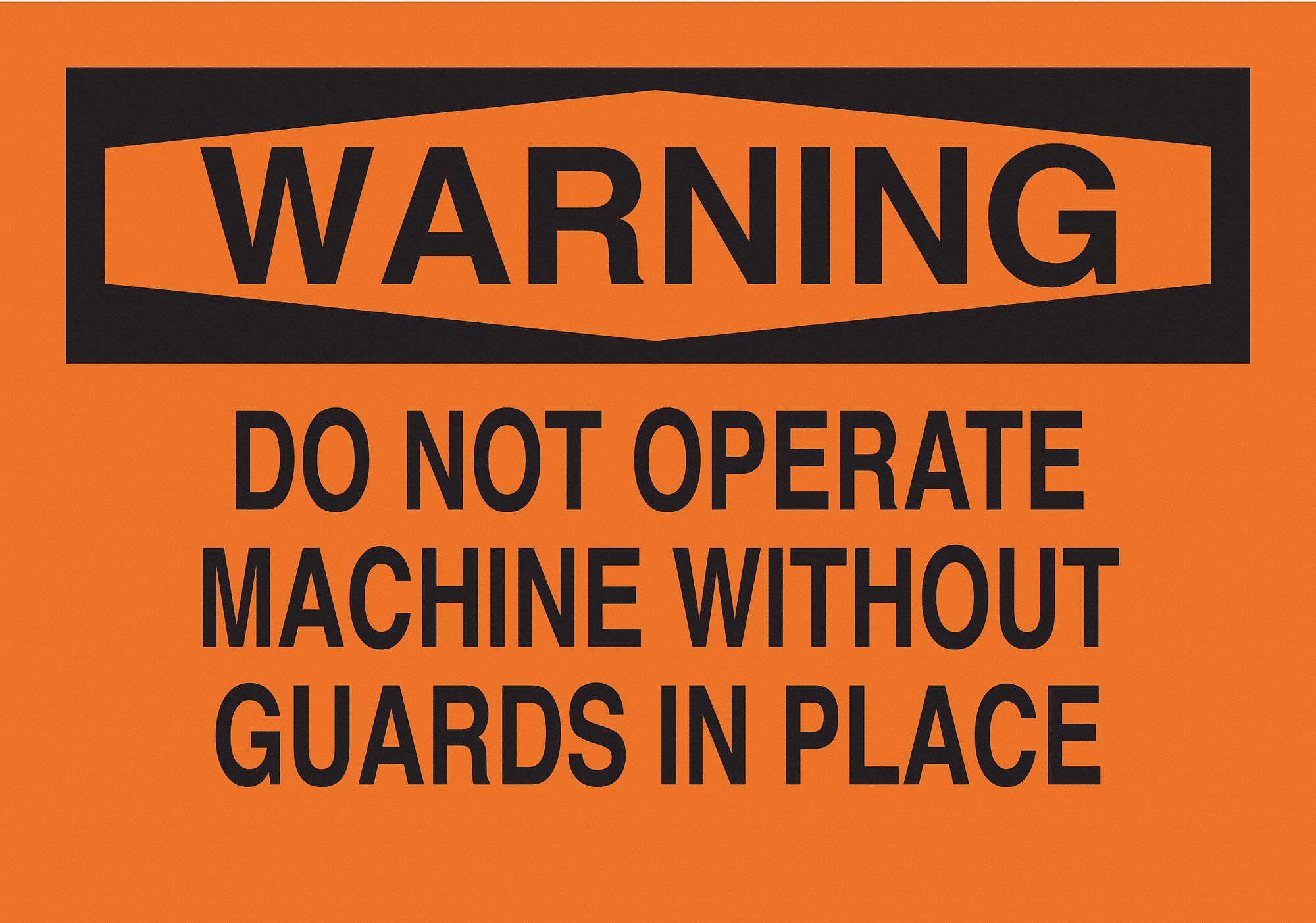 WARNING SIGN, POLYESTER, 10 IN WIDTH, 7 IN HEIGHT, ORANGE, ADHESIVE SURFACE