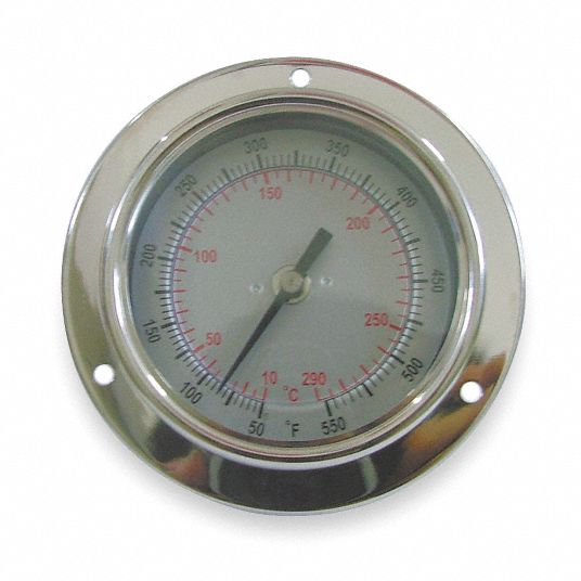 DWYER Analog Panel Mount Thermometer 40° to 160°F, 2.5 in Dial Dia, 1/4 in MNPT 1UZE1