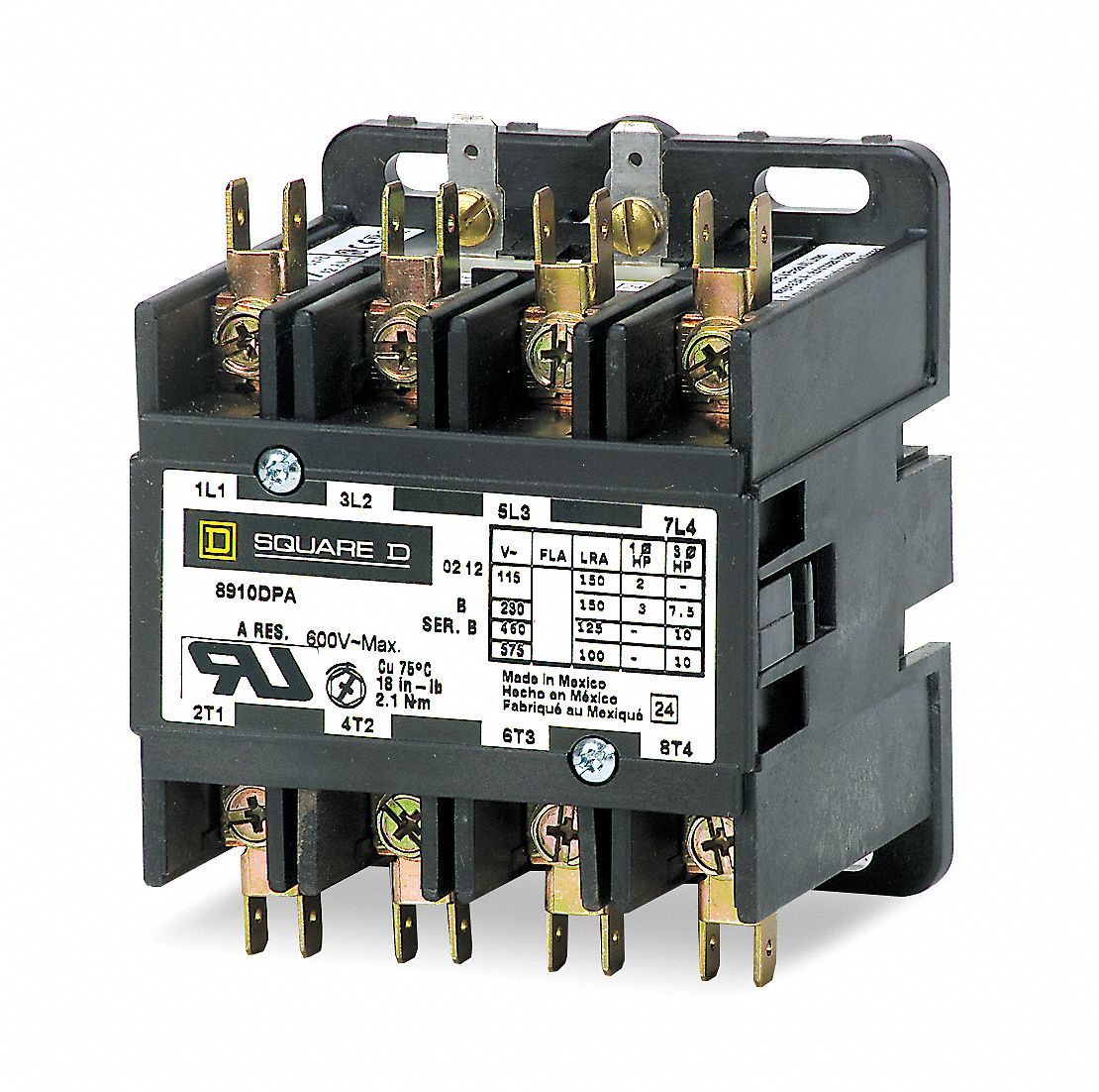 SQUARE D 24V AC Contactor; No. of Poles 4, 40 Full Load AmpsInductive