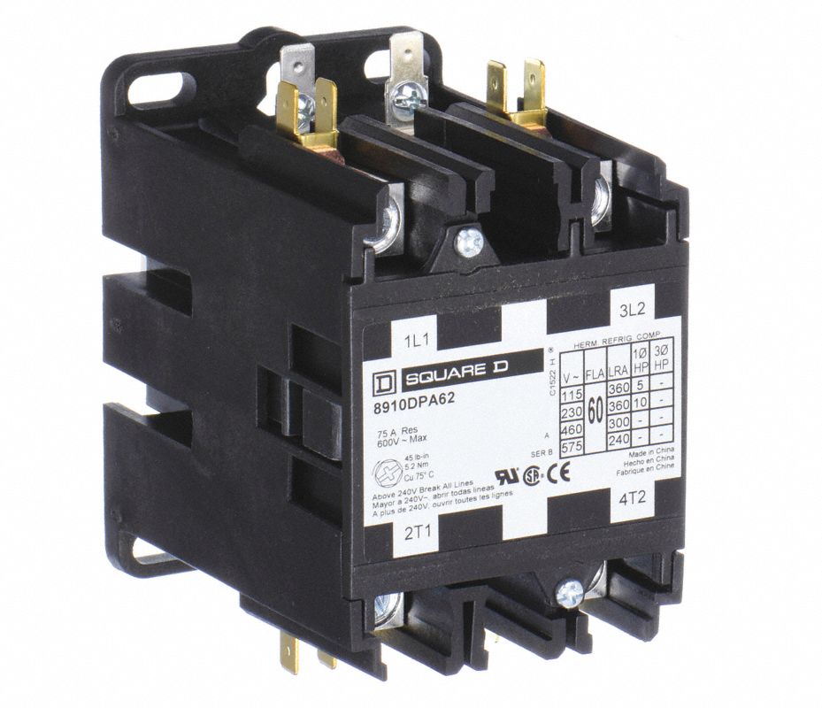 SQUARE D Contactor, 24VCA, Número de Polos 2, Reversible: No, Amperaje ...