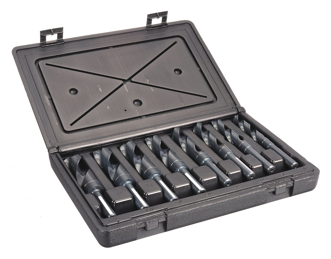 REDUCED SHANK DRILL BIT SET, 9/16 IN SMALLEST DRILL BIT, 8 DRILL BITS, 4XD, HSS