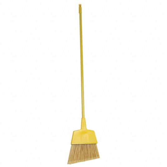 53 in. Wood Handle Plastic Bristles Angle Broom in Yellow (12/Carton)