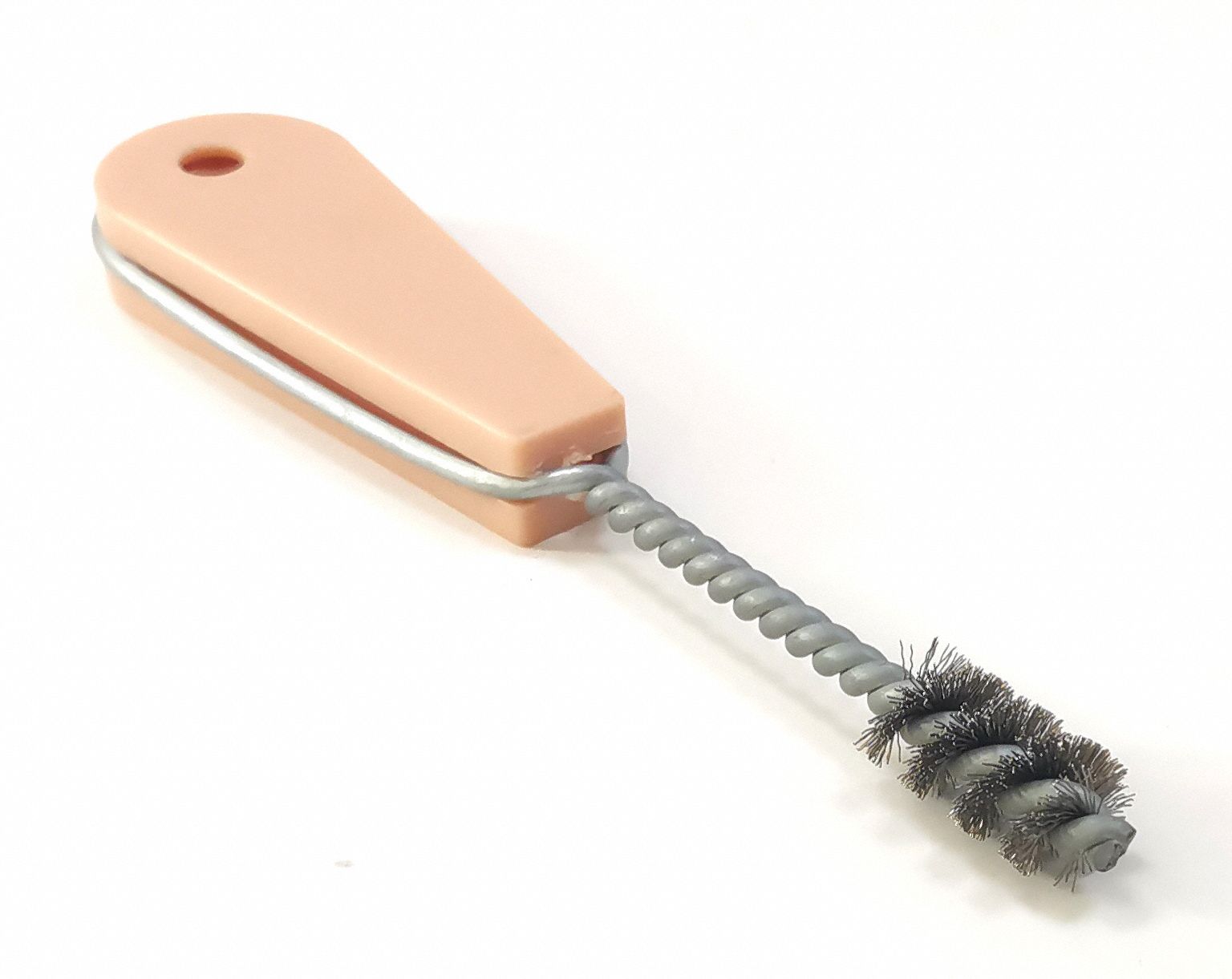 Fitting Brush: Straight Handle, Stainless Steel Bristle, Silver, 0.5 in Brush Dia, ABS