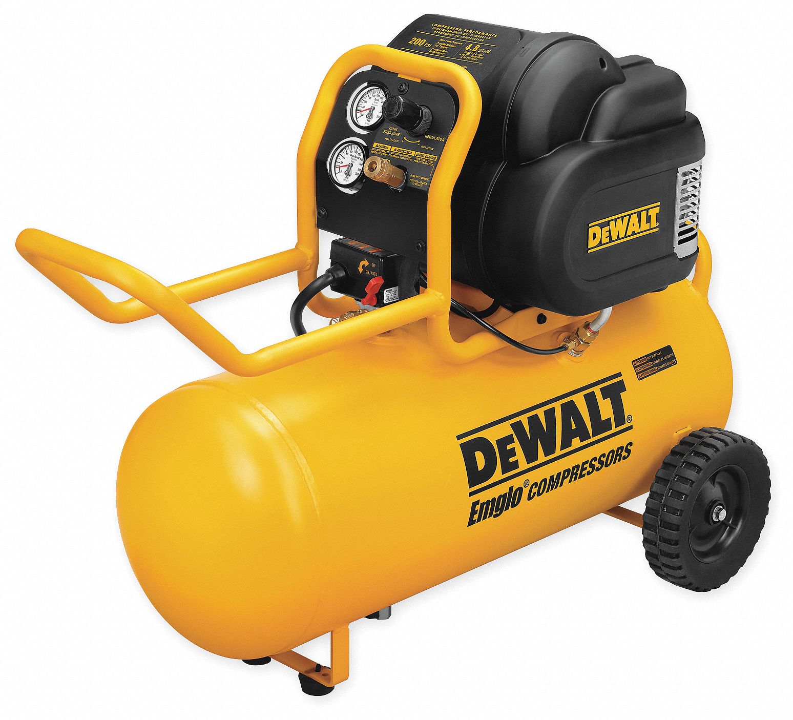 DEWALT Portable Air Compressor: Oil Free, 15 gal, Horizontal, 1.6 hp, 5 cfm  @ 90 psi, 120V AC, 15 A