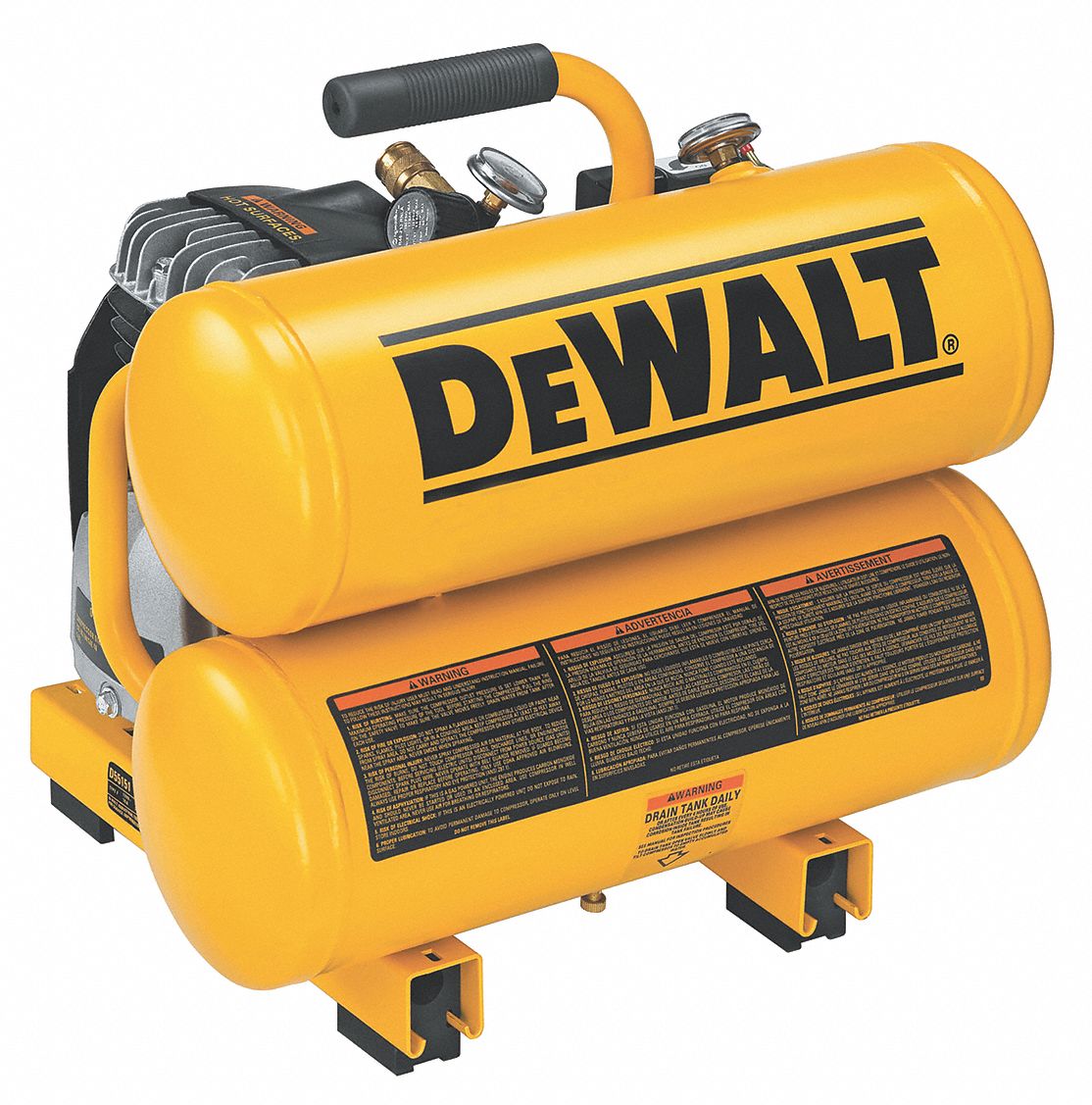 DEWALT Portable Air Compressor Oil Lubricated 4 gal Twin Stack 1.1 hp 3.4 cfm 90 psi 120V AC