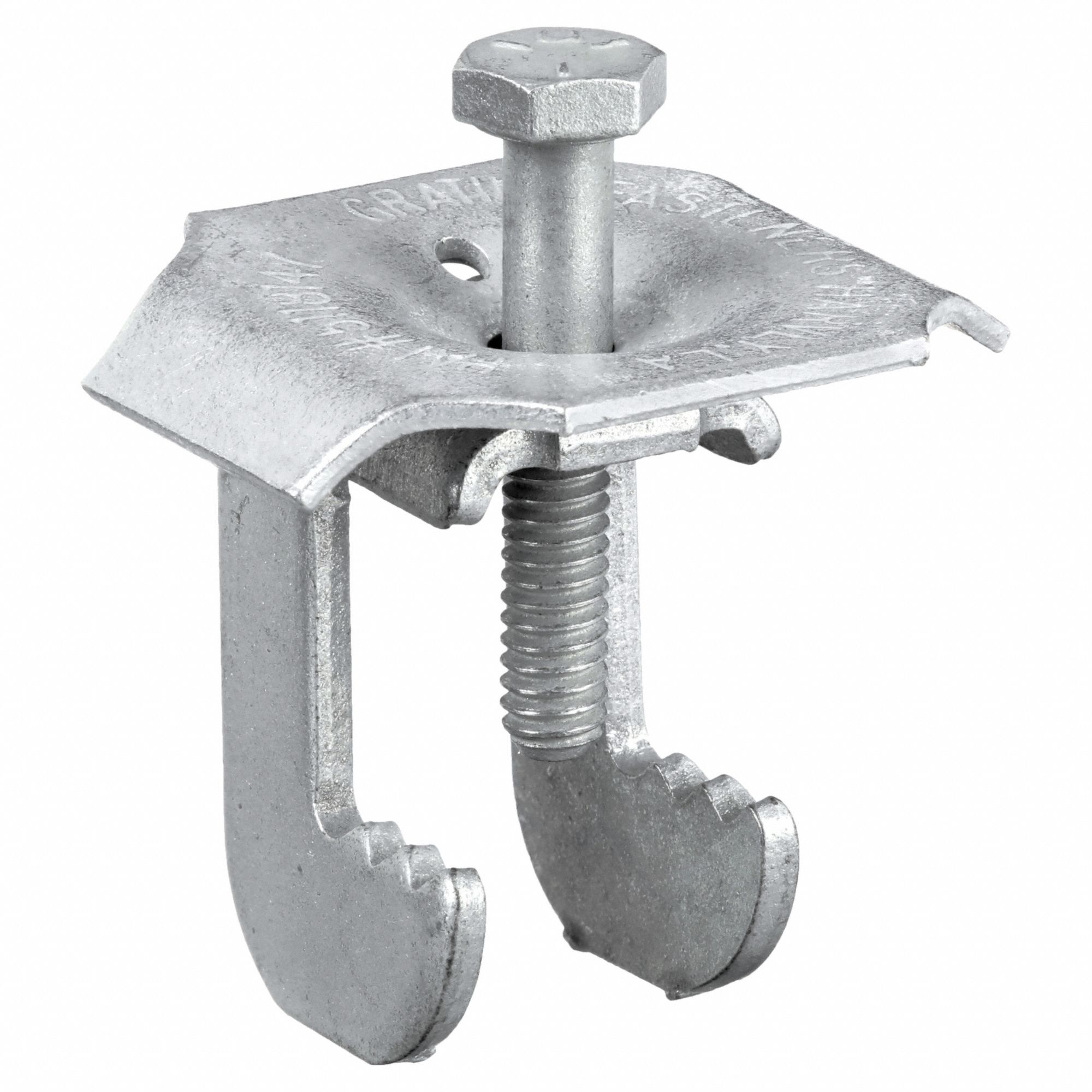 Cabon Steel Grating Clip: G-Clip, 1/4"-20 Hex Head Cap Screw, Fits 1 in Bearing Bar Spacing, 50 PK