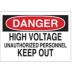 Danger: High Voltage Unauthorized Personnel Keep Out Signs