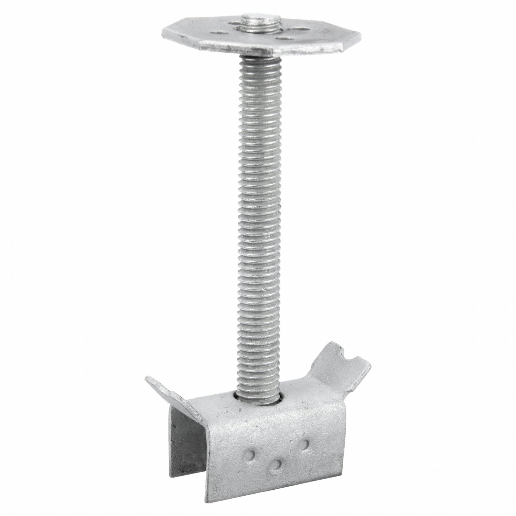 Carbon Steel Grating Mount: Grating Mount, 1/2" Threaded Stud, Fits 1 in Bearing Bar Spacing, 20 PK