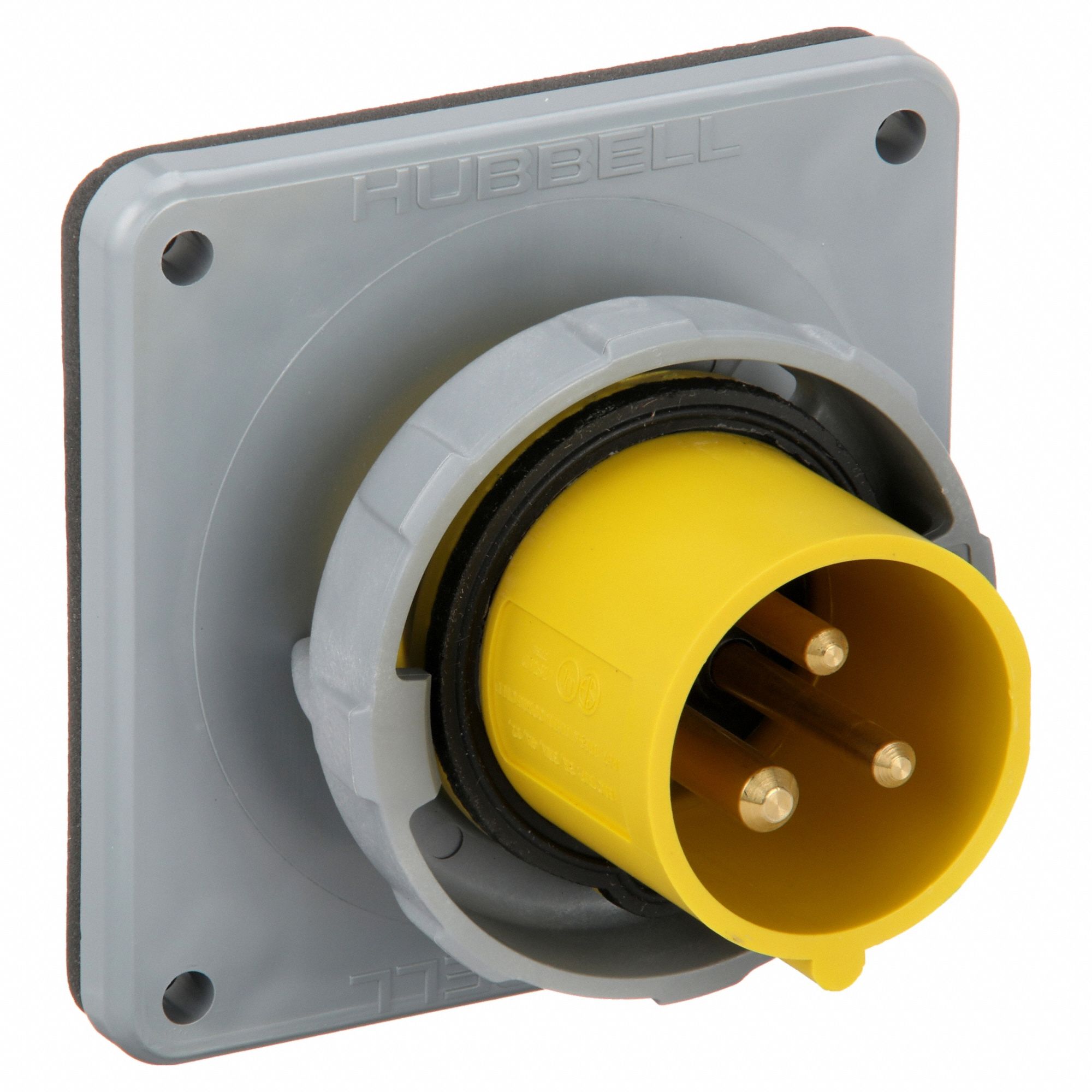 Watertight Pin and Sleeve Inlet: 20 A, 125V AC, IEC Grounding, Yellow, 1 hp Horsepower Rating