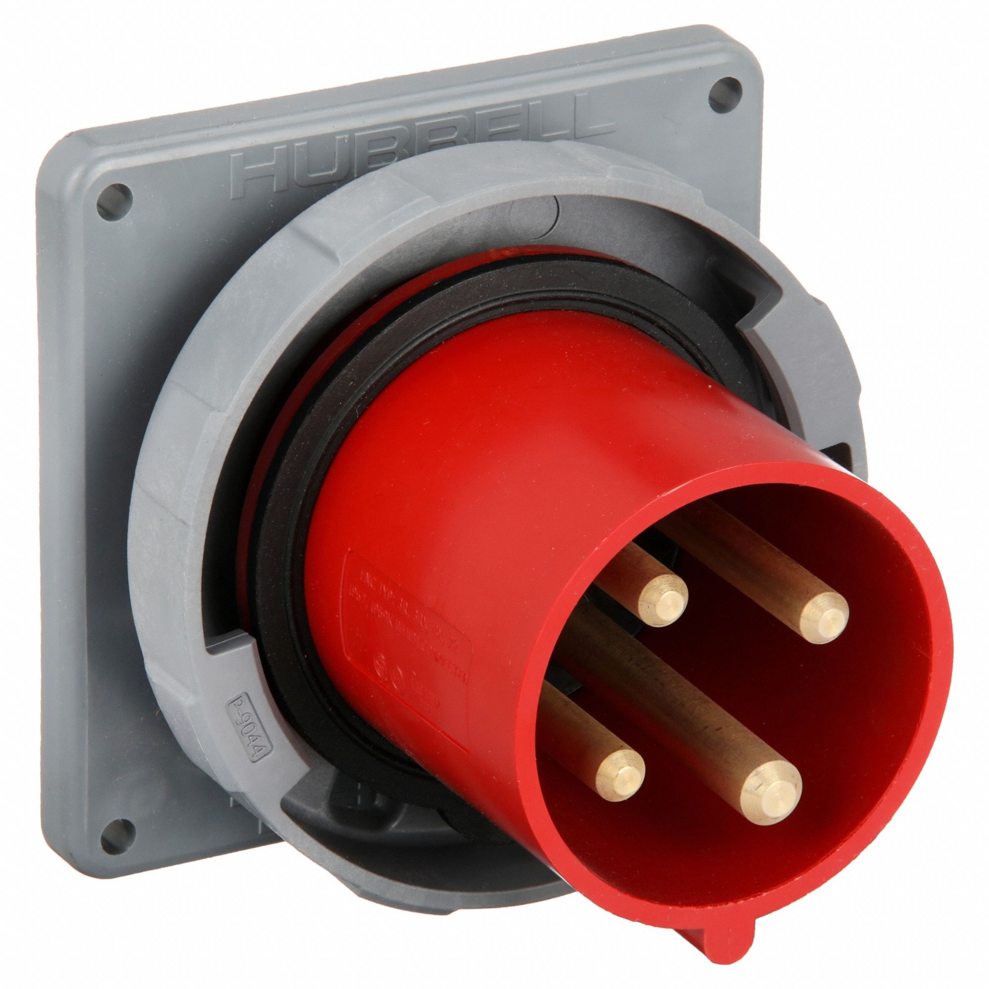 Watertight Pin and Sleeve Inlet: 60 A, 480V AC, IEC Grounding, Red, 20 hp Horsepower Rating