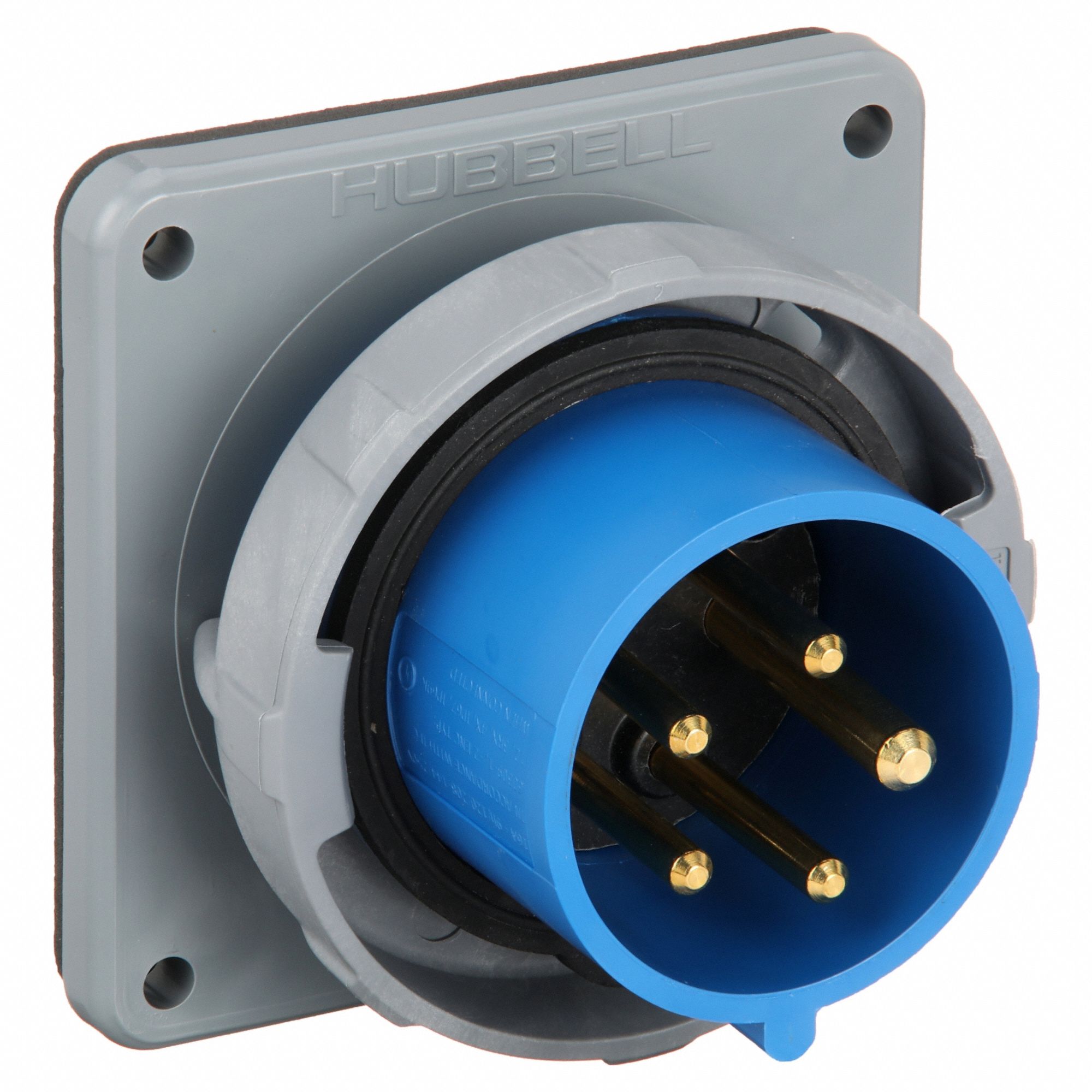 Watertight Pin and Sleeve Inlet: 20 A, 120/208V AC, IEC Grounding, Blue, 3 hp Horsepower Rating