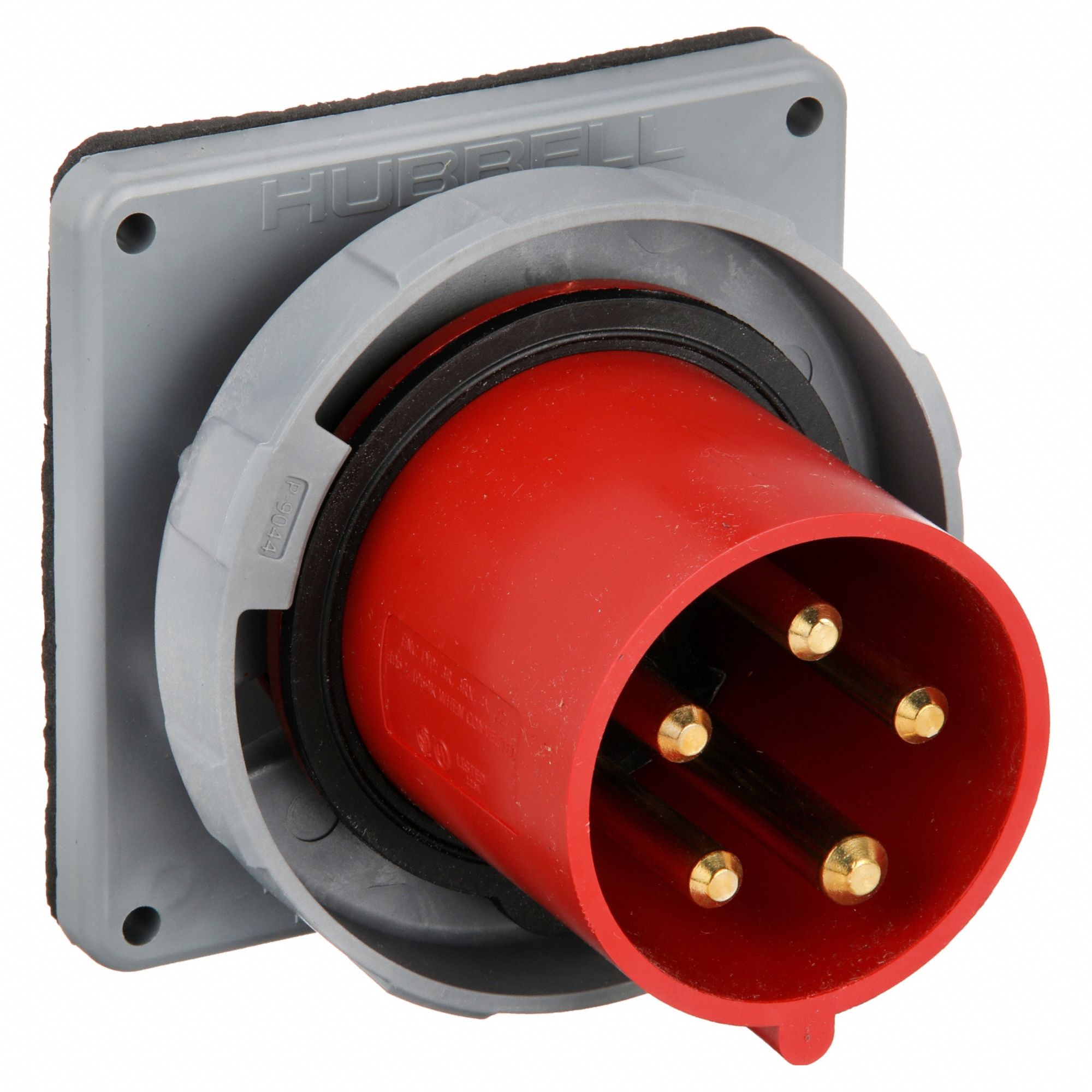 Watertight Pin and Sleeve Inlet: 60 A, 277/480V AC, IEC Grounding, Red, 20 hp Horsepower Rating