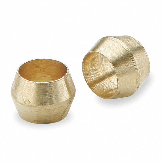 PARKER Sleeve Brass, Compression, For 1/4 in Tube OD, 1/4 in Overall
