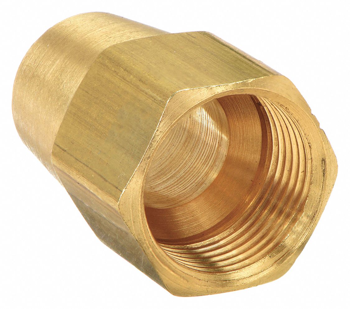 LONG NUT: BRASS, COMPRESSION, FOR ¼ IN TUBE OD, 7/16-24 THREADING SIZE
