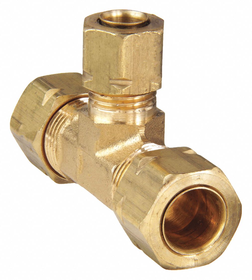 UNION TEE: BRASS, COMPRESSION X COMPRESSION X COMPRESSION, 10 PK