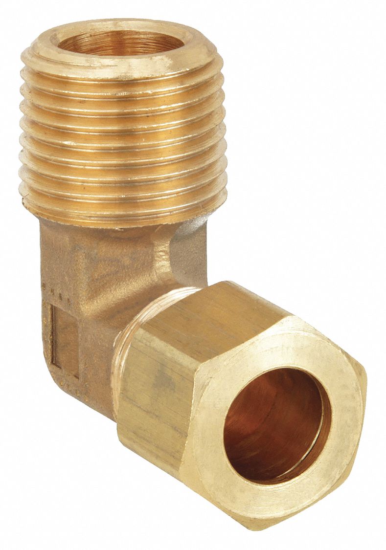 MALE ELBOW, 90 ° : BRASS, COMPRESSION X MNPT, ¼ IN PIPE SIZE, FOR ¼ IN TUBE OD