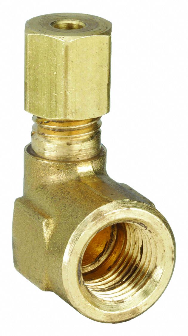 Compression Fitting Elbow: 1/8 in OD x 1/8 in Pipe Fitting Size, Compression x FNPTF, 10 PK