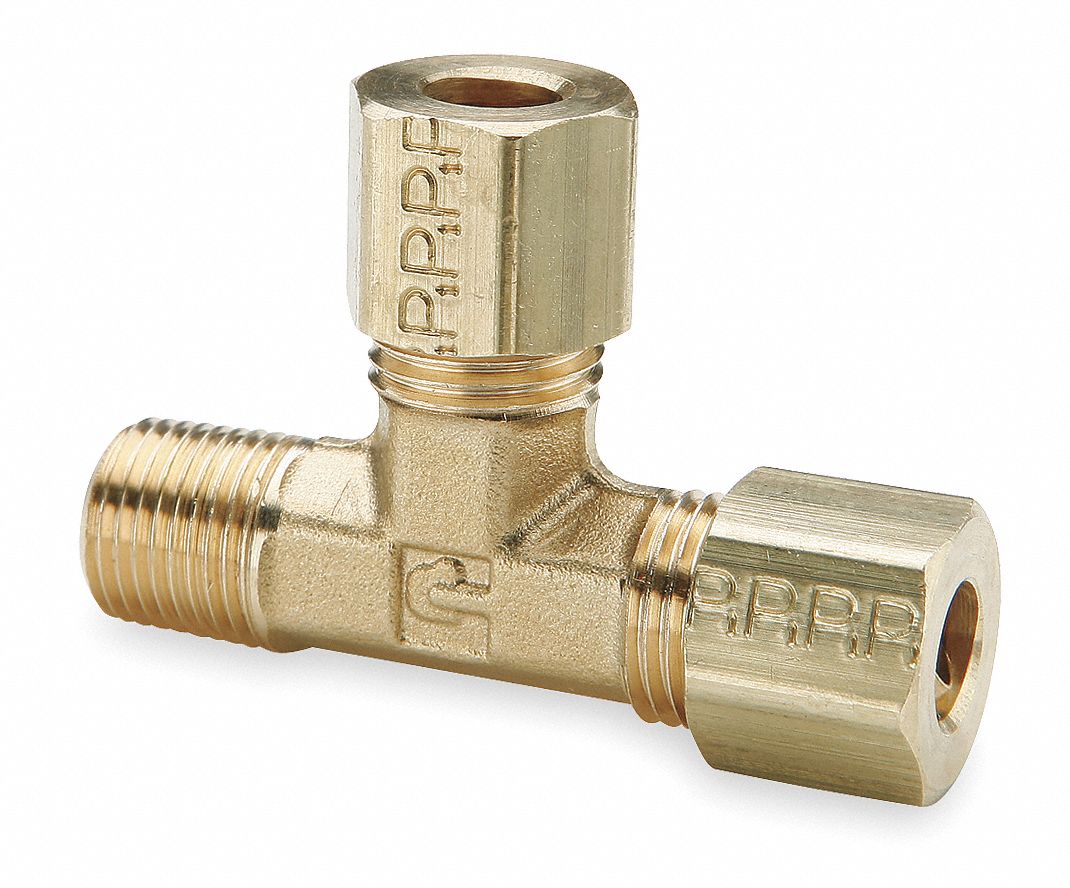Tee Brass Comp1/4 MNPT1/8 PK10
