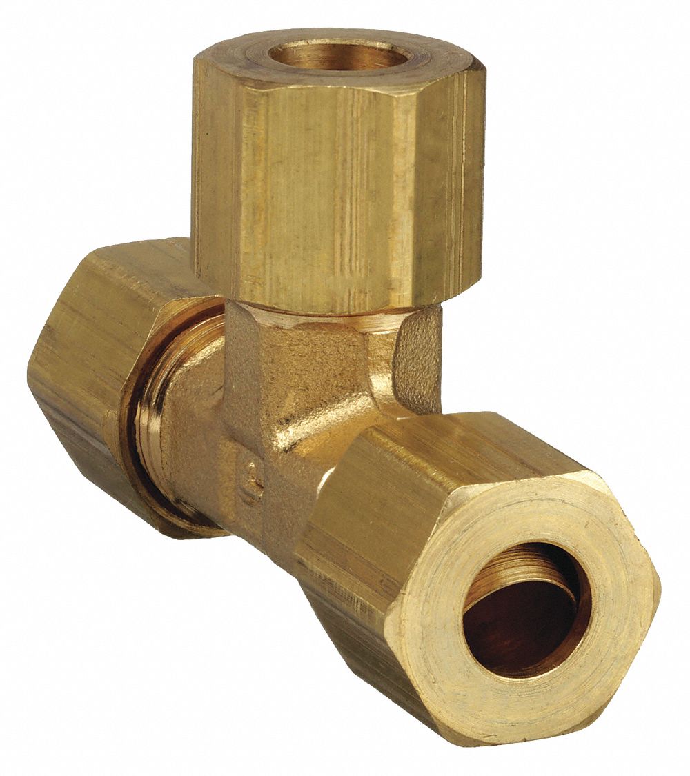 MALE BRANCH TEE: BRASS, COMPRESSION X MNPT X COMPRESSION, ⅛ IN PIPE SIZE