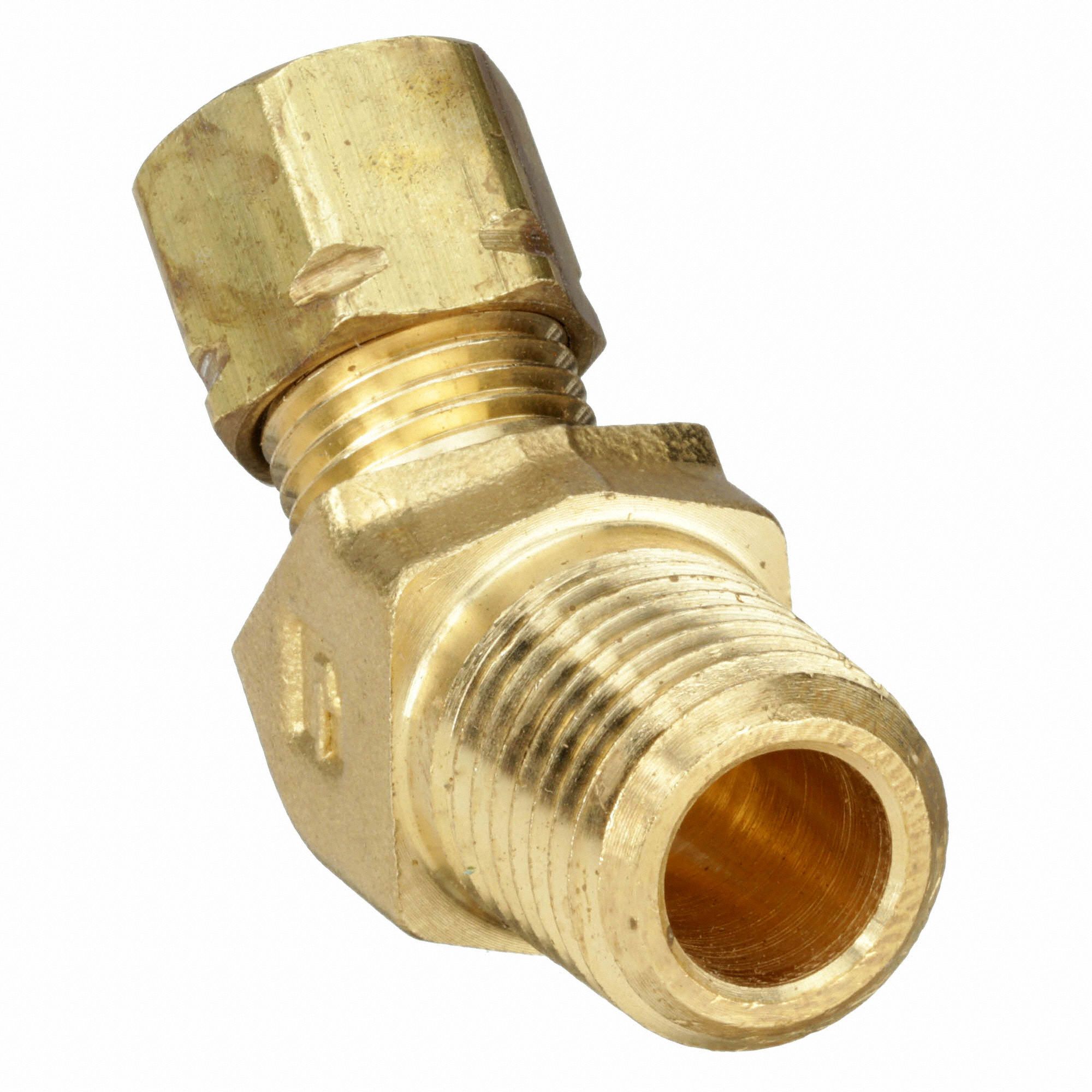 PARKER Male Elbow, 45 Degrees Brass, Compression x MNPT, 1/4 in Pipe