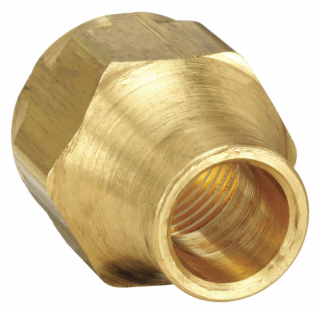 Flared Fitting Nut: 1/2 in OD Fitting Size, Flared, Brass, 10 PK