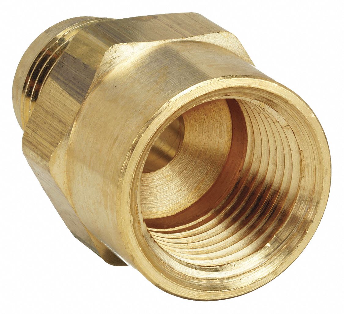 Flared Fitting: 1/2 in OD x 1/2 in Pipe Fitting Size, Flared/Threaded, Brass, 10 PK