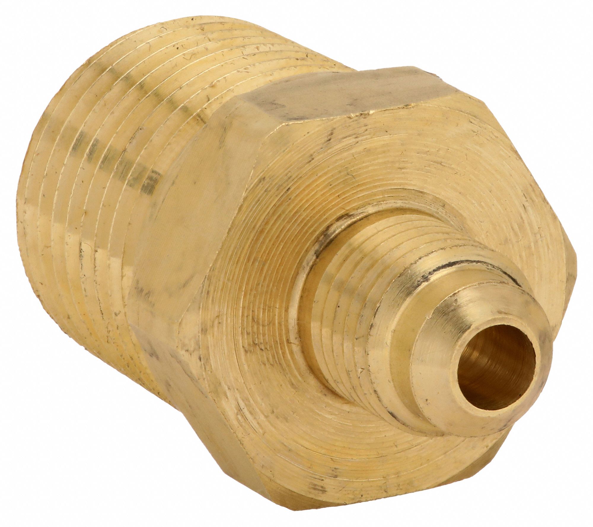 MALE CONNECTOR: FOR ⅜ IN TUBE OD, ½ IN PIPE SIZE, FLARED X MNPT, 1 21/32 IN L, 10 PK